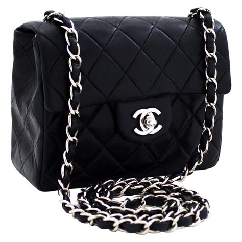 Chanel Chain Shoulder Bag Black Silver A84389 in Pristine 